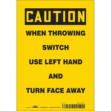 Condor Safety Sign, 10 in Height, 7 in Width, Vinyl, Horizontal Rectangle, English, 485Y97 485Y97