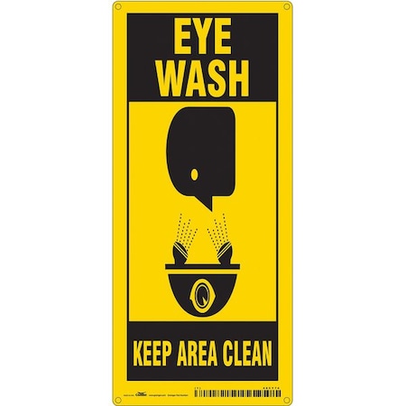 Condor EYE WASH KEEP AREA CLEAR!, 8 in W x 18 in H, Horizontal Rectangle, Polyethylene, 485Y74 485Y74