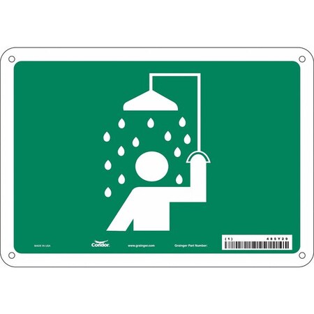 Condor (SAFETY SHOWER SYMBOL), 10 in W x 7 in H, Vertical Rectangle, Aluminum, 485Y29 485Y29