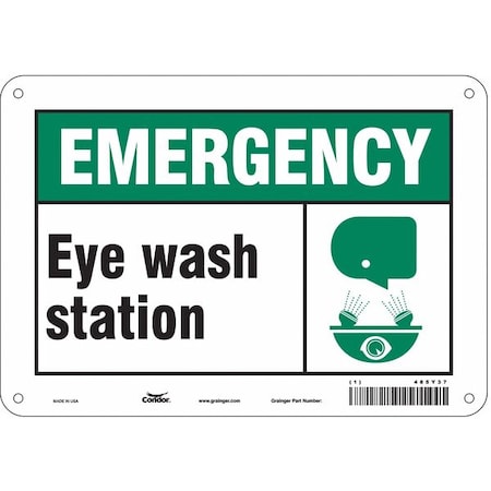 Condor EYE WASH STATION, 10 in W x 7 in H, Vertical Rectangle, Aluminum, 485Y37 485Y37