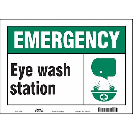 Condor EYE WASH STATION, 14 in W x 10 in H, Horizontal Rectangle, Vinyl, 485Y49 485Y49