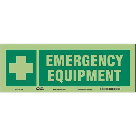 Condor EMERGENCY EQUIPMENT, 14 in W x 5 in H, Vertical Rectangle, Glow ...