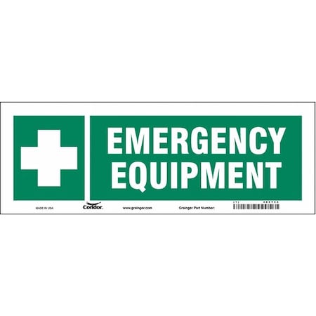 Condor EMERGENCY EQUIPMENT, 14 in W x 5 in H, Vertical Rectangle, Vinyl, 485Y54 485Y54