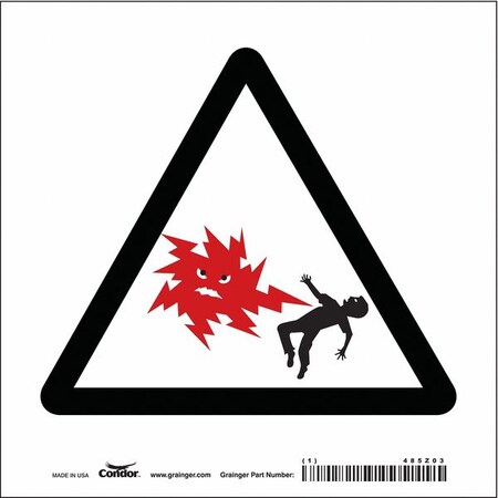 Condor Safety Sign, 7 in Height, 7 in Width, Vinyl, Square, English 485Z03