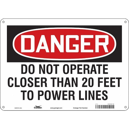 Condor Safety Sign, 10 in Height, 14 in Width, Polyethylene, Horizontal Rectangle, English, 485Z18 485Z18
