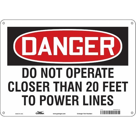 Condor Safety Sign, 10 in Height, 14 in Width, Aluminum, Horizontal Rectangle, English, 485Z44 485Z44