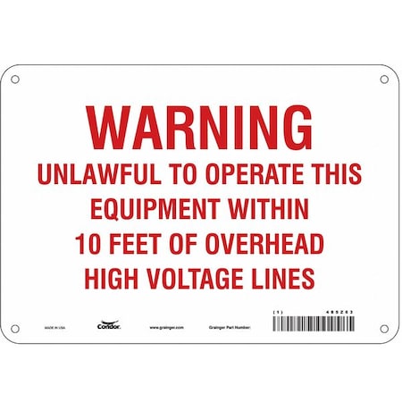 Condor Electrical Sign, 10" W, 7" H, 0.032" Thick, 485Z63 485Z63