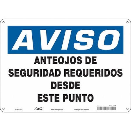 Condor Safety Sign, 10 in Height, 14 in Width, Aluminum, Horizontal Rectangle, Spanish 486D33