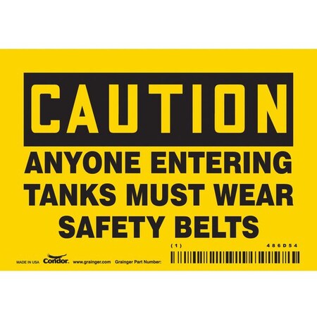 Condor Safety Sign, 3 1/2 in Height, 5 in Width, Vinyl, Horizontal Rectangle, English, 486D54 486D54