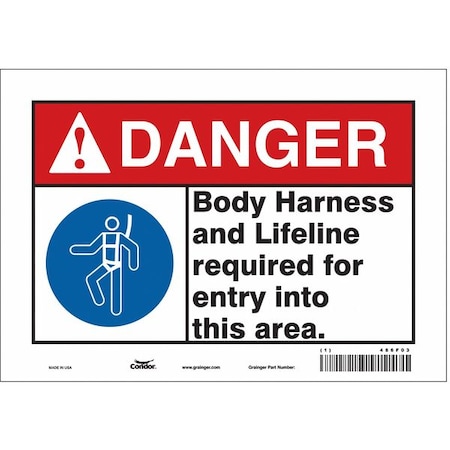 Condor Safety Sign, 7 in Height, 10 in Width, Vinyl, Vertical Rectangle, English, 486F03 486F03