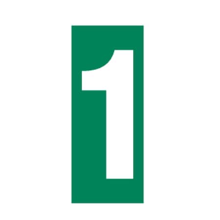 Condor IMO Number Sign, Number = 1, 3 in W x 6 in H, Vertical Rectangle, Polycarbonate, 486G20 486G20