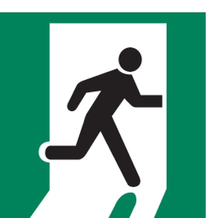 Condor Exit Sign, Plastic, 6" W, 6" H, (EXIT RIGHT SYMBOL), White 486G40