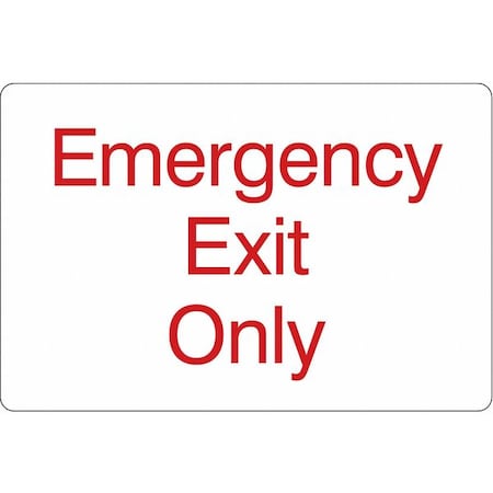 Condor Exit Sign, Acrylic, 9" W, 6" H, Emergency Exit Only, White 486H16