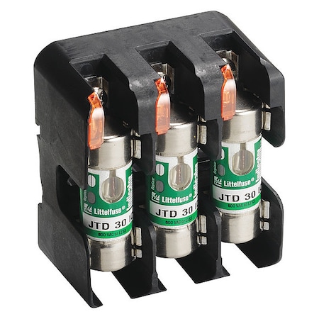 Littelfuse Open Fuse Block, 31 to 60A Amp Range, 600V AC/DC Volt Rating, 3 Poles, Box Lug LFJ600603CID
