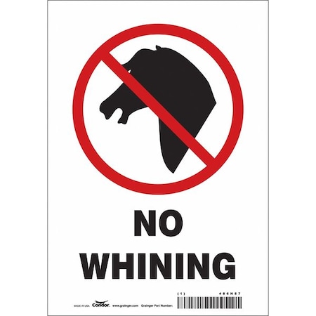 Condor NO WHINING, 7 in W x 10 in H, Horizontal Rectangle, Vinyl, 486N87 486N87