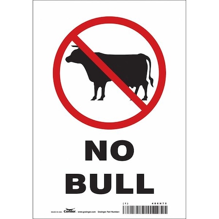 Condor NO BULL, 7 in W x 10 in H, Horizontal Rectangle, Vinyl, 486N75 486N75