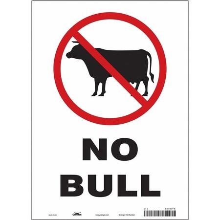 Condor NO BULL, 10 in W x 14 in H, Vertical Rectangle, Vinyl, 486N76 486N76