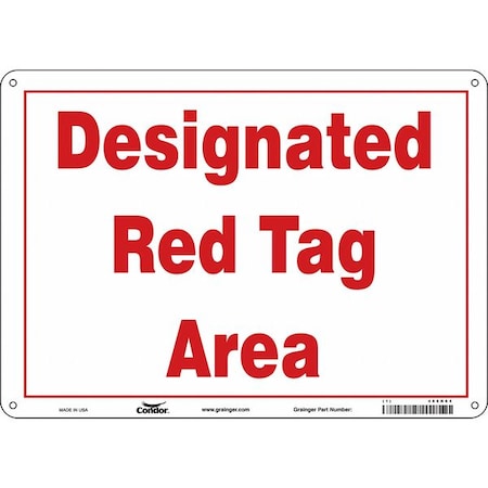 Condor DESIGNATED RED TAG AREA, 14 in W x 10 in H, Horizontal Rectangle, Aluminum, 486N64 486N64