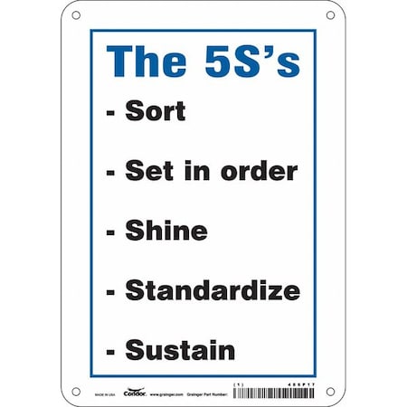 Condor THE 5S'S SORT SET IN ORDER SHINE STANDARDIZE SUSTAIN, 7 in W x 10 in H, Horizontal Rectangle, 486P17 486P17