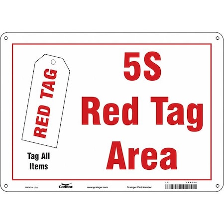 Condor 5S RED TAG AREA, 14 in W x 10 in H, Horizontal Rectangle, Polyethylene, 486P54 486P54