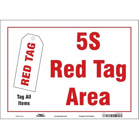Condor 5S RED TAG AREA, 14 in W x 10 in H, Horizontal Rectangle, Vinyl, 486P56 486P56