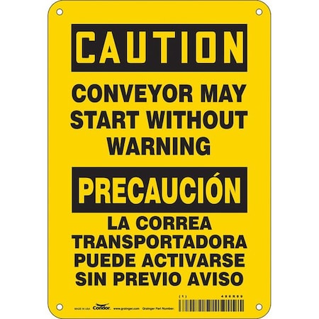 Condor Safety Sign, 10 in Height, 7 in Width, Aluminum, Horizontal Rectangle, English, Spanish, 486R89 486R89