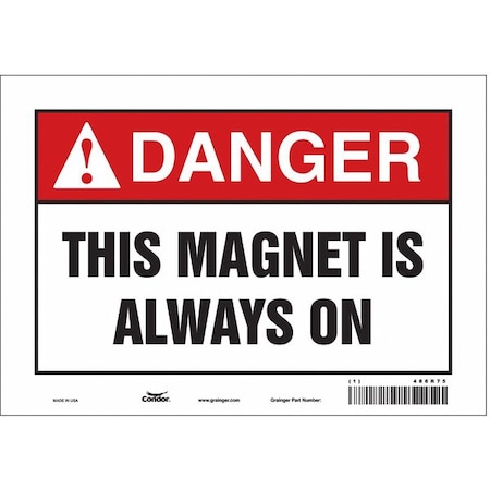 Condor Safety Sign, 7 in Height, 10 in Width, Vinyl, Vertical Rectangle, English, 486R75 486R75