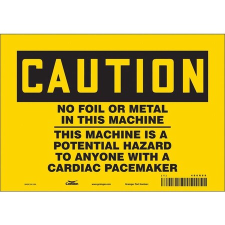 Condor Safety Sign, 7 in Height, 10 in Width, Vinyl, Vertical Rectangle, English, 486R69 486R69