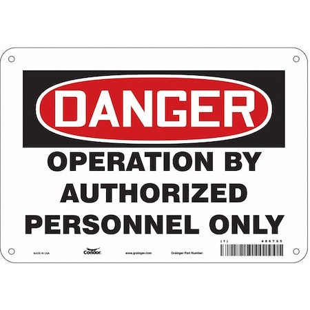Condor Safety Sign, 7 in Height, 10 in Width, Polyethylene, Vertical Rectangle, English, 486T95 486T95