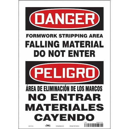 Condor Danger, FORMWORK STRIPPING AREA FALLING MATERIAL DO NOT ENTER, 14 in H x 10 in W, Vinyl, 486T78 486T78