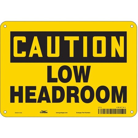 Condor Caution, LOW HEADROOM, 10 in W x 7 in H, Vertical Rectangle, Aluminum, 486T41 486T41
