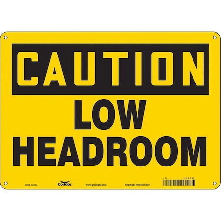 Condor Caution, LOW HEADROOM, 14 in W x 10 in H, Horizontal Rectangle, Aluminum, 486T42 486T42