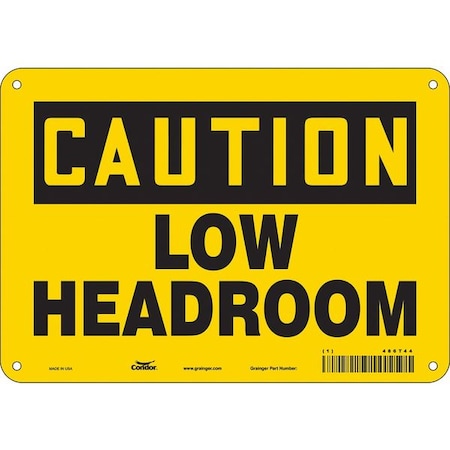 Condor Caution, LOW HEADROOM, 10 in W x 7 in H, Vertical Rectangle, Polyethylene, 486T44 486T44
