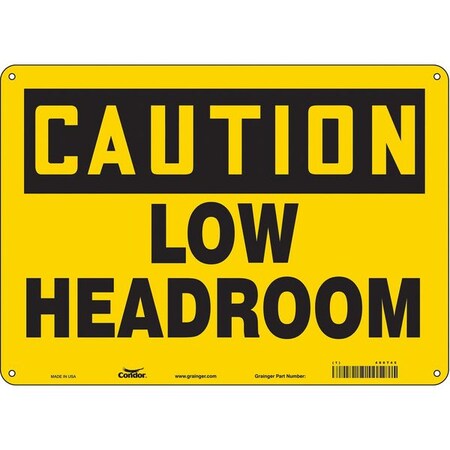 Condor Caution, LOW HEADROOM, 14 in W x 10 in H, Horizontal Rectangle, Polyethylene, 486T45 486T45
