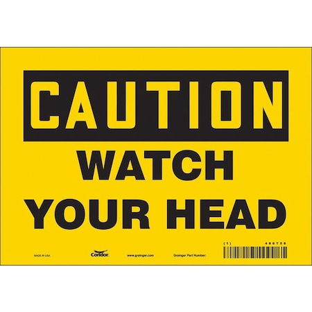 Condor Caution, WATCH YOUR HEAD, 10 in W x 7 in H, Vertical Rectangle, Vinyl, 486T58 486T58