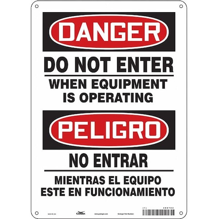 Condor Safety Sign, 14 in Height, 10 in Width, Polyethylene, Vertical Rectangle, English, Spanish, 486T63 486T63