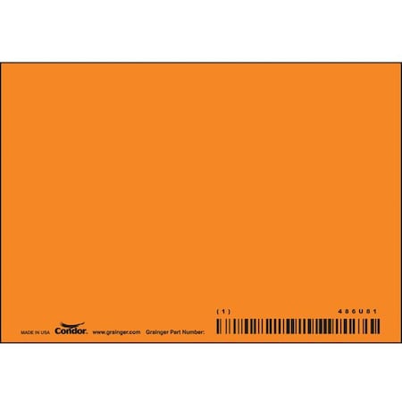 Condor Blank Sign, 5" W, 3-1/2" H, No Text, Aluminum, Orange 486U81