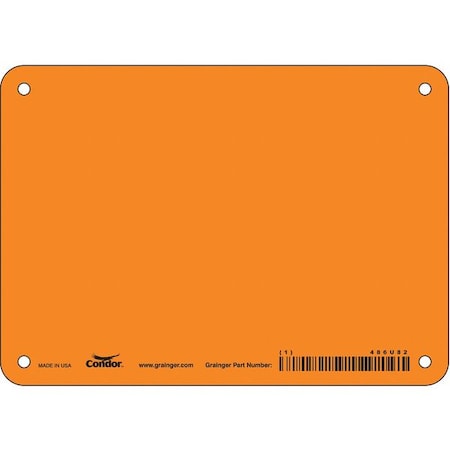Condor Blank Sign, 7" W, 5" H, No Text, Aluminum, Orange 486U82