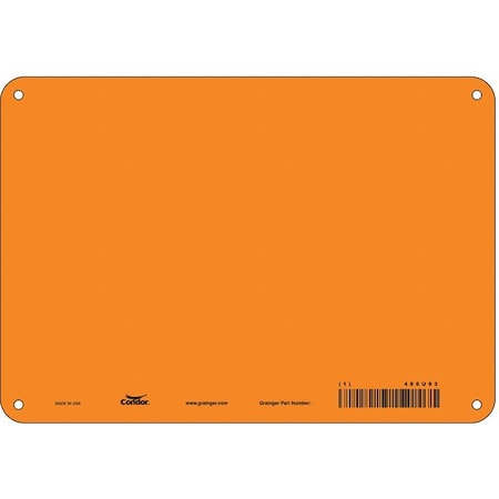 Condor Blank Sign, 10" W, 7" H, No Text, Plastic, Orange 486U93