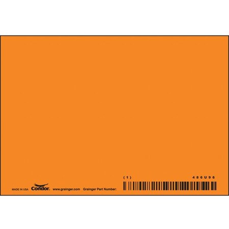 Condor Blank Sign, 5" W, 3-1/2" H, No Text, Vinyl, Orange 486U96