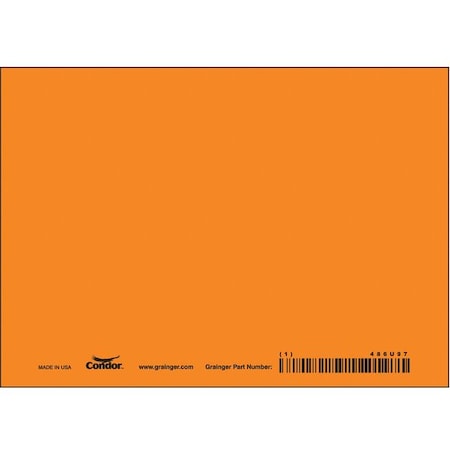 Condor Blank Sign, 7" W, 5" H, No Text, Vinyl, Orange 486U97
