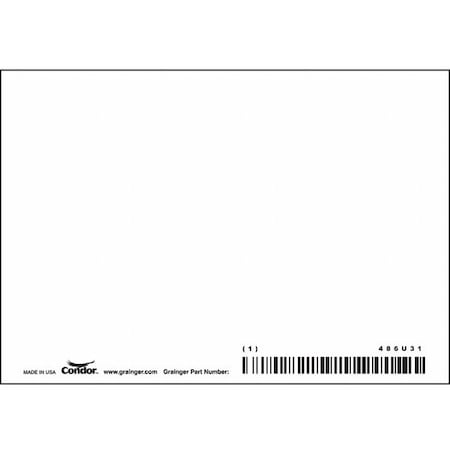 CONDOR Blank Sign, 5" W, 3-1/2" H, No Text, Vinyl, White 486U31