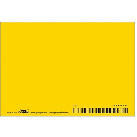 Condor Blank Sign, 5" W, 3-1/2" H, No Text, Aluminum, Yellow 486U48