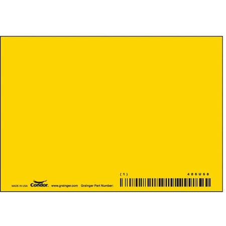 Condor Blank Sign, 5" W, 3-1/2" H, No Text, Vinyl, Yellow 486U68