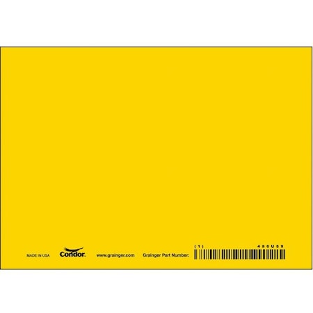 Condor Blank Sign, 7" W, 5" H, No Text, Vinyl, Yellow 486U69