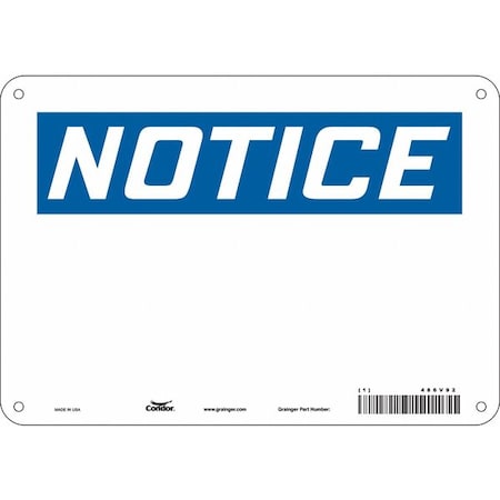 Condor Notice Sign, 10" W, 7" H, English, Plastic, White 486V92
