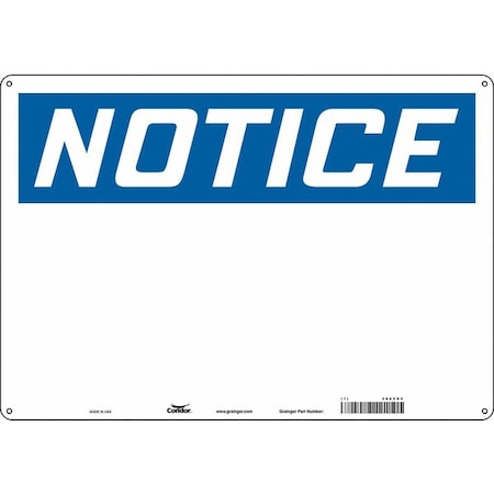 Condor Notice Sign, 20" W, 14" H, English, Plastic, White 486V94