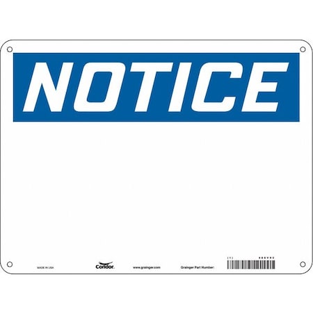 Condor Notice Sign, 24" W, 18" H, English, Plastic, White 486V95