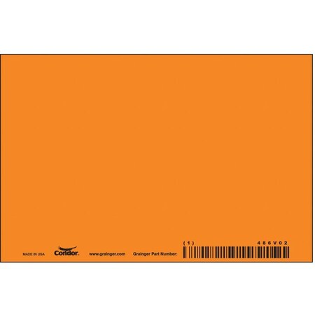 Condor Blank Sign, 6" W, 4" H, No Text, Aluminum, Orange 486V02