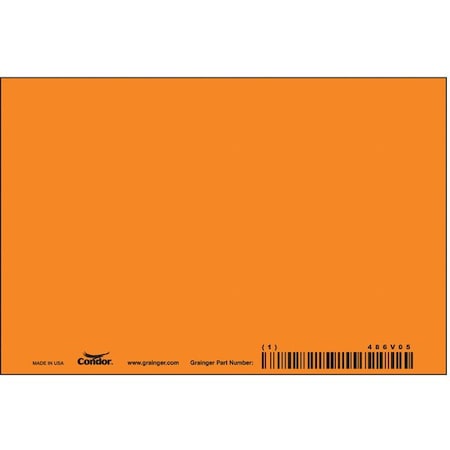 Condor Blank Sign, 6" W, 4" H, No Text, Plastic, Orange 486V05
